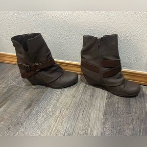 Soft and cute buttery brown faux leather booties